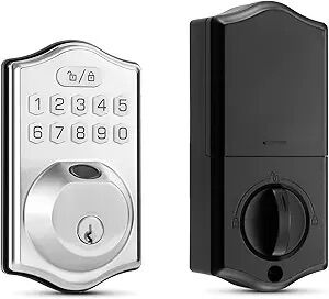 Jiffy Locksmith® Smart Deadbolt Door Lock — Fingerprint · PIN · Bluetooth · Key Silver